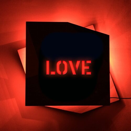 Love -REBELlamps.com LED sign with red light on